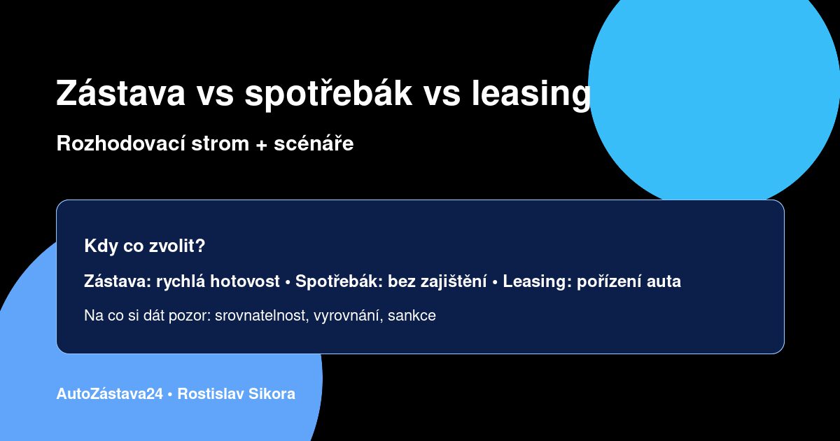 Zástava vs spotřebák vs leasing